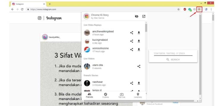 Menyimpan Story Instagram