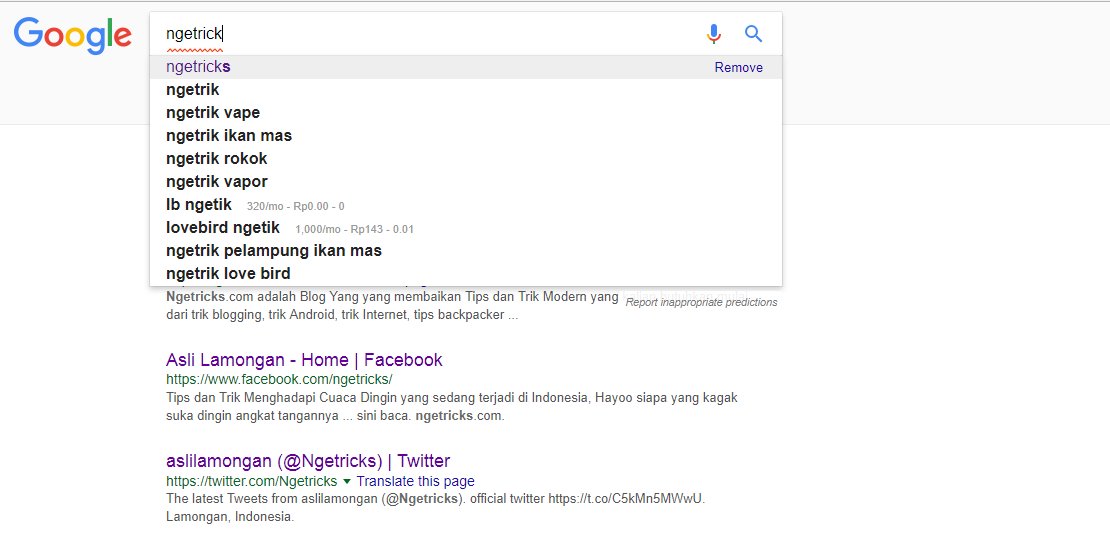 menggunakan google auto complete